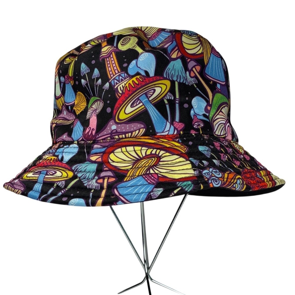 Bucket Hat Mushrooms Toadstools Fairy Beach Retro Boho Vacation Resort Coastal